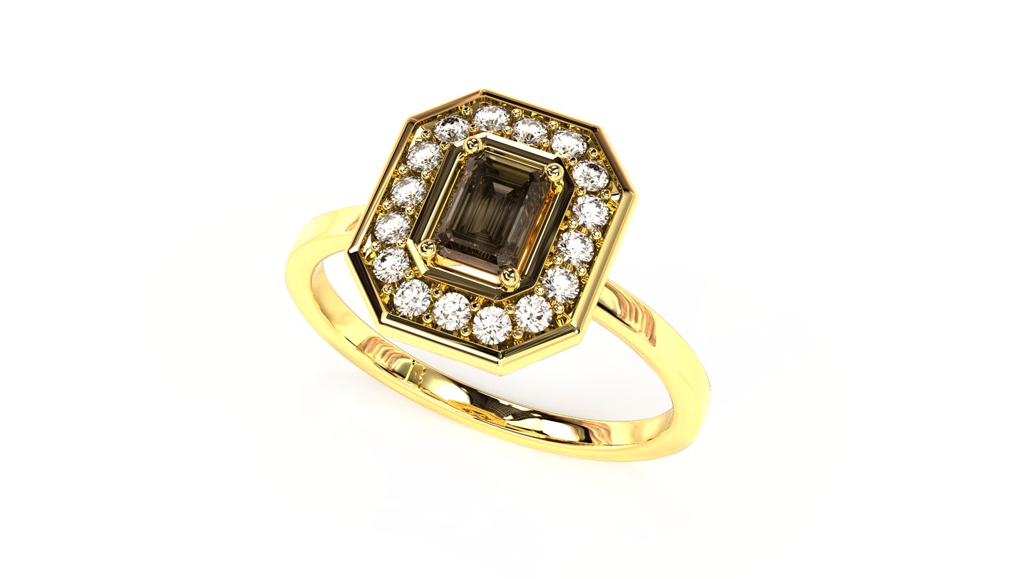 18 Karat Gold 0.46 ct Natural Diamond Emerald cut