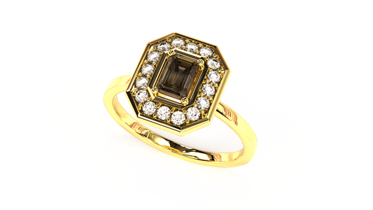 18 Karat Gold 0.46 ct Natural Diamond Emerald cut