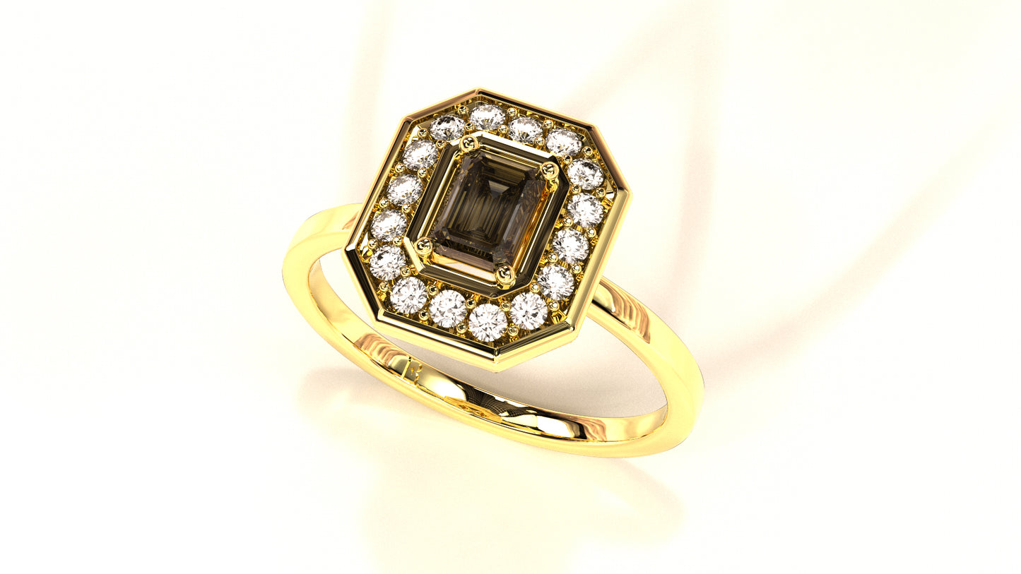 18 Karat Gold 0.46 ct Natural Diamond Emerald cut