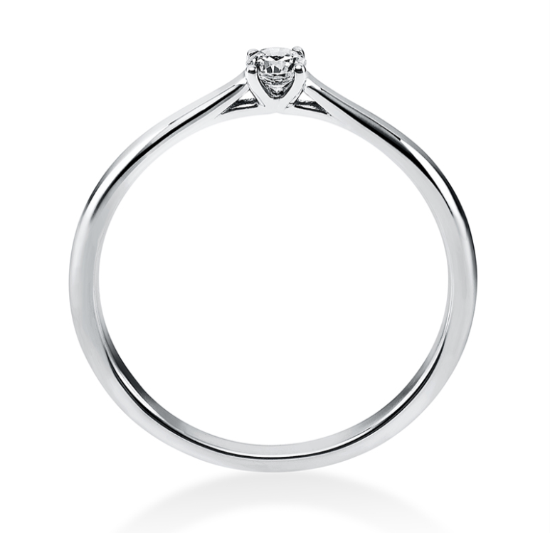 18 Karat Solitaire 4 prongs, 0.10 ct, Natural Diamond