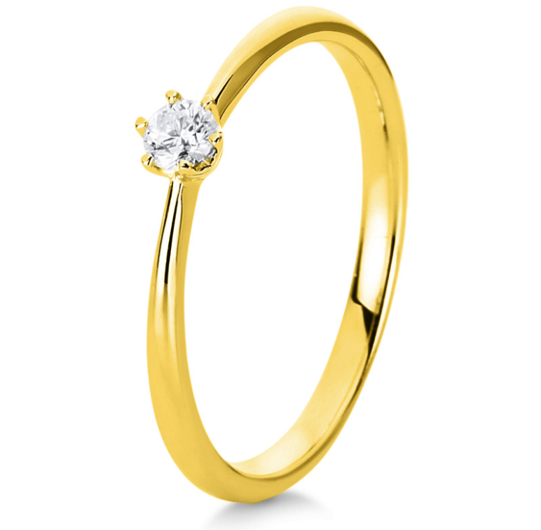 18 Karat Solitaire 6 prongs, 0.10 ct, Natural Diamond