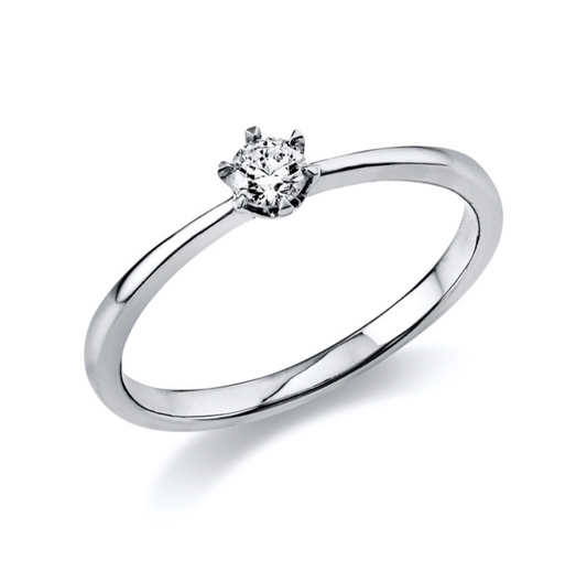 18 Karat Solitaire 6 prongs, 0.15 ct, Natural Diamond