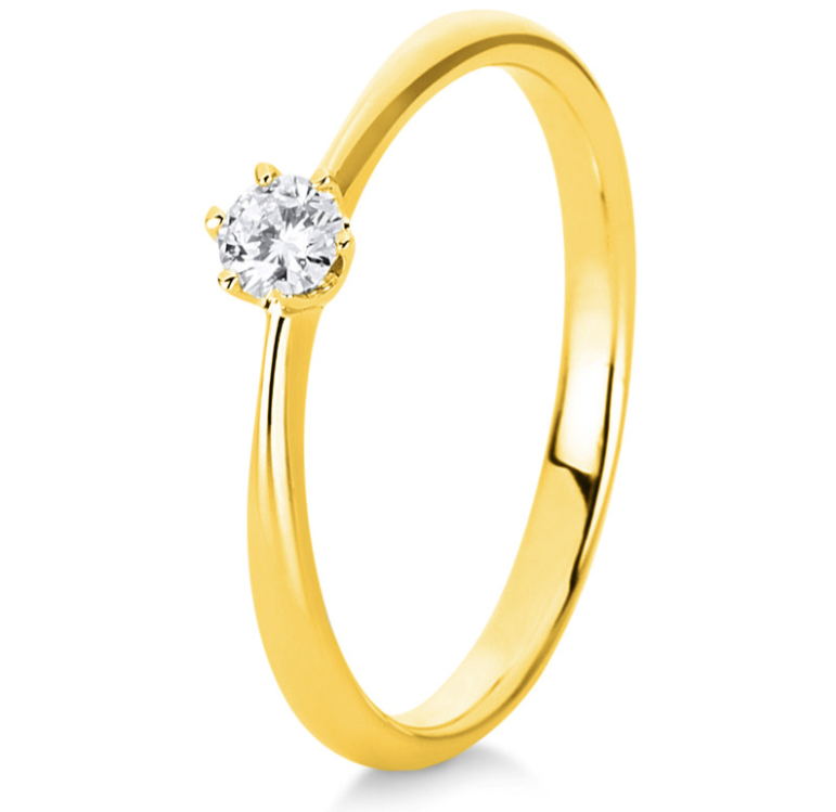 18 Karat Solitaire 6 prongs, 0.15 ct, Natural Diamond