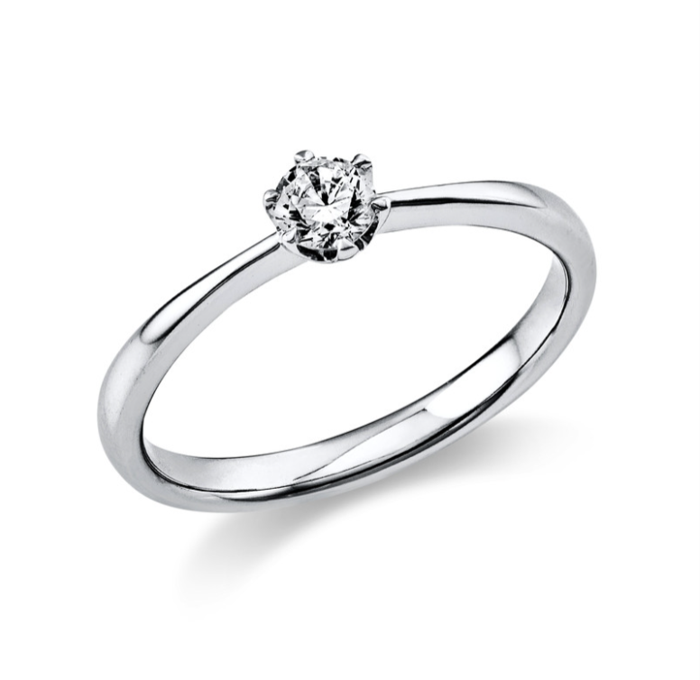 18 Karat Solitaire 6 prongs, 0.20 ct, Natural Diamond