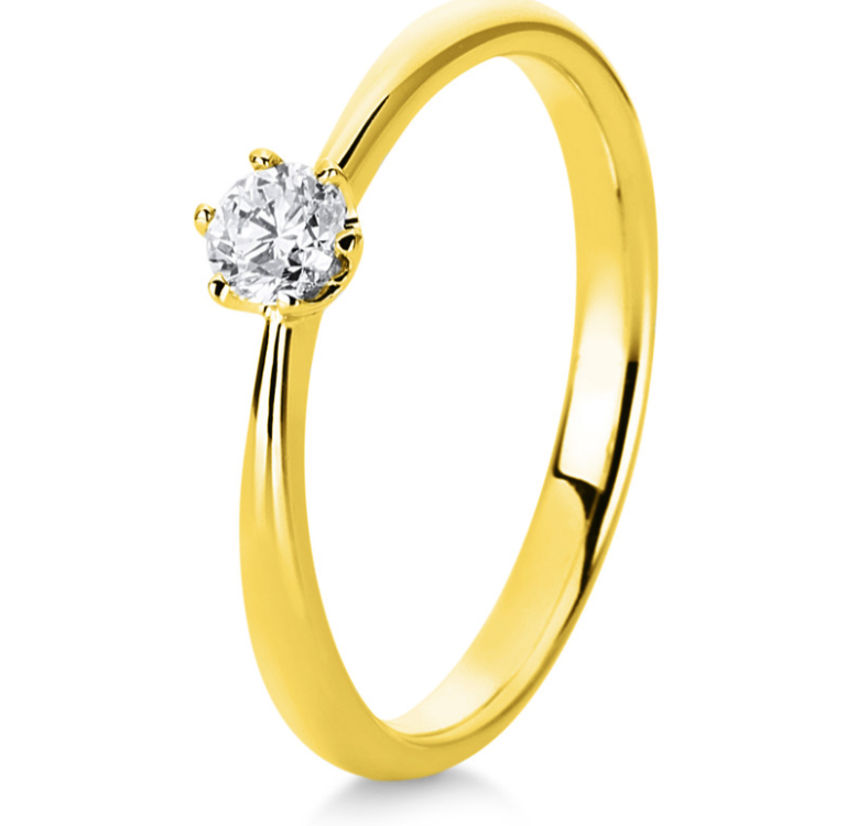 18 Karat Solitaire 6 prongs, 0.20 ct, Natural Diamond