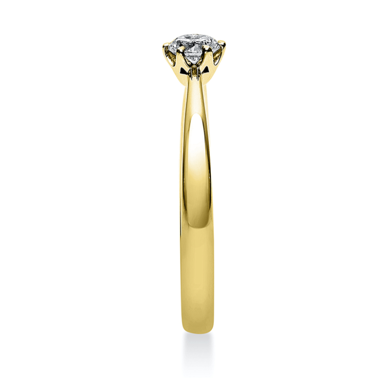 18 Karat Solitaire 6 prongs, 0.20 ct, Natural Diamond