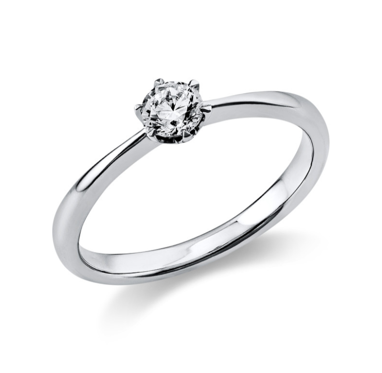 18 Karat Solitaire 6 prongs, 0.25 ct, Natural Diamond