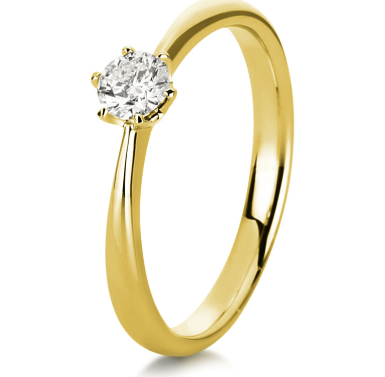 18 Karat Solitaire 6 prongs, 0.25 ct, Natural Diamond