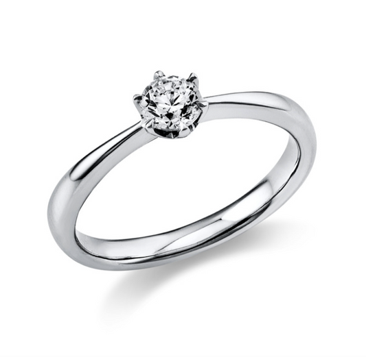 18 Karat Solitaire 6 prongs, 0.30 ct, Natural Diamond