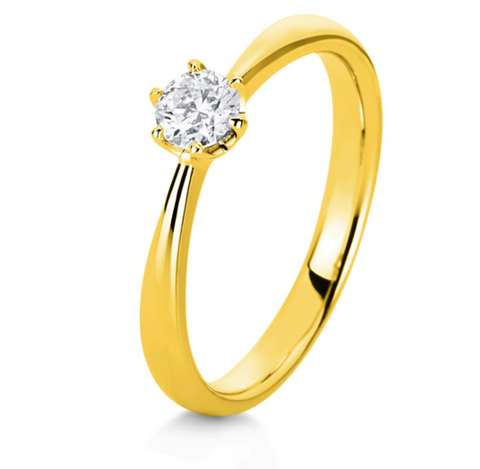 18 Karat Solitaire 6 prongs, 0.30 ct, Natural Diamond