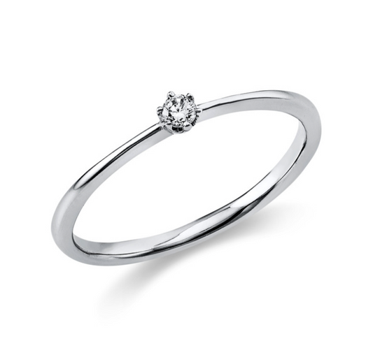 18 Karat Solitaire 6 prongs, 0.05 ct, Natural Diamond