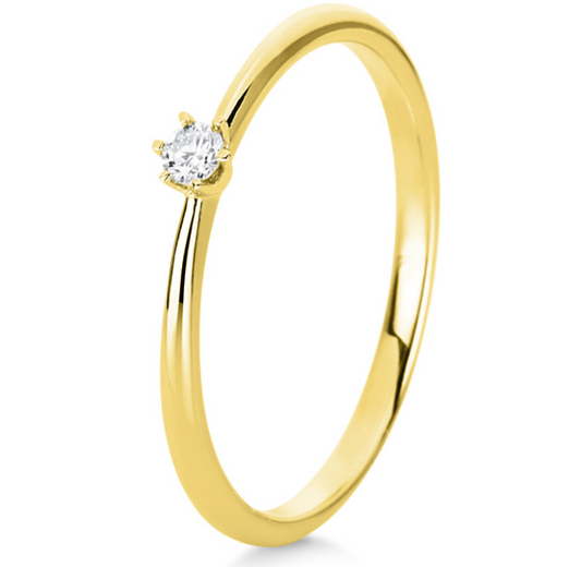 18 Karat Solitaire 6 prongs, 0.05 ct, Natural Diamond